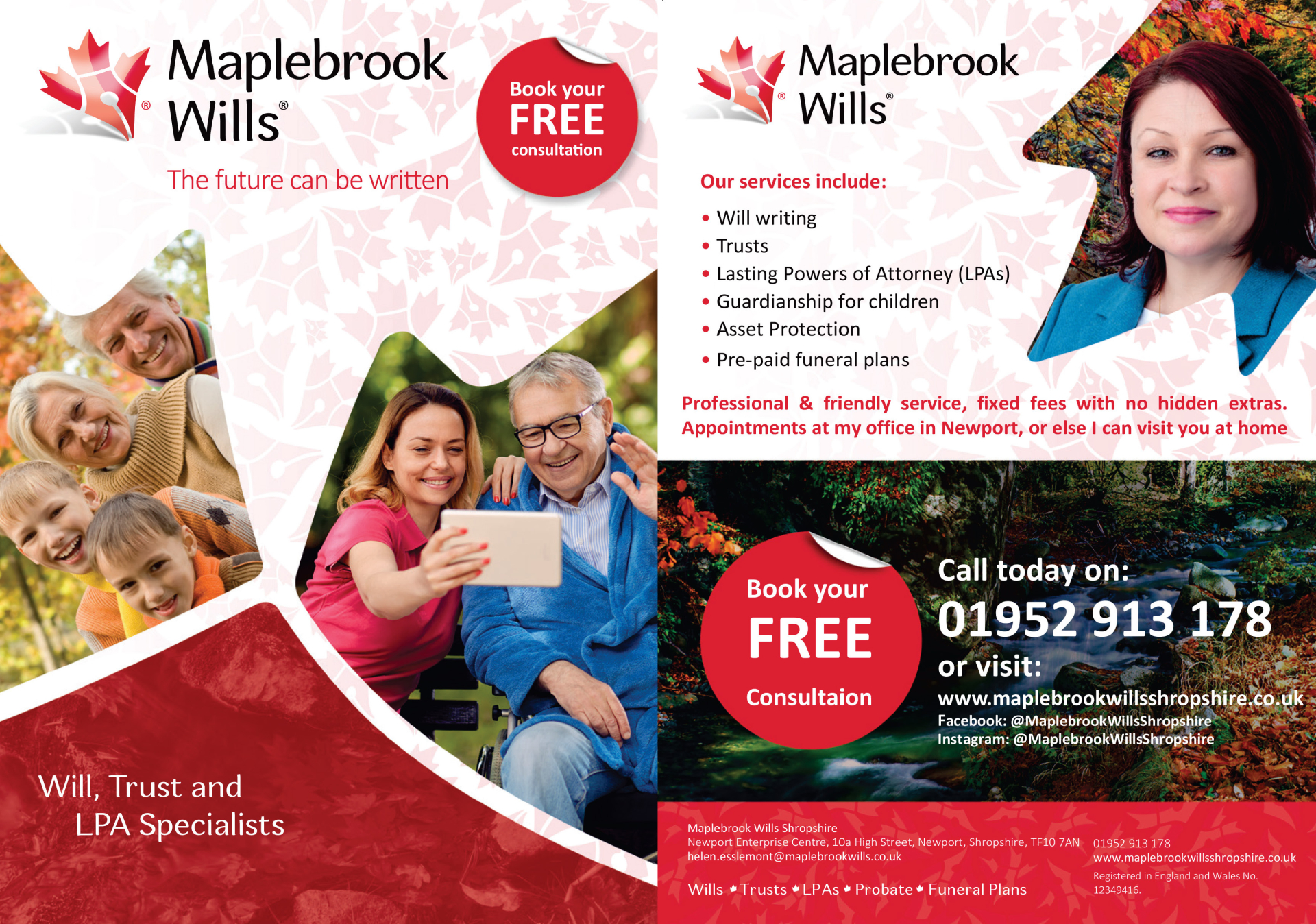 Maplebrook Wills Telford & Shrewsbury Leaflets